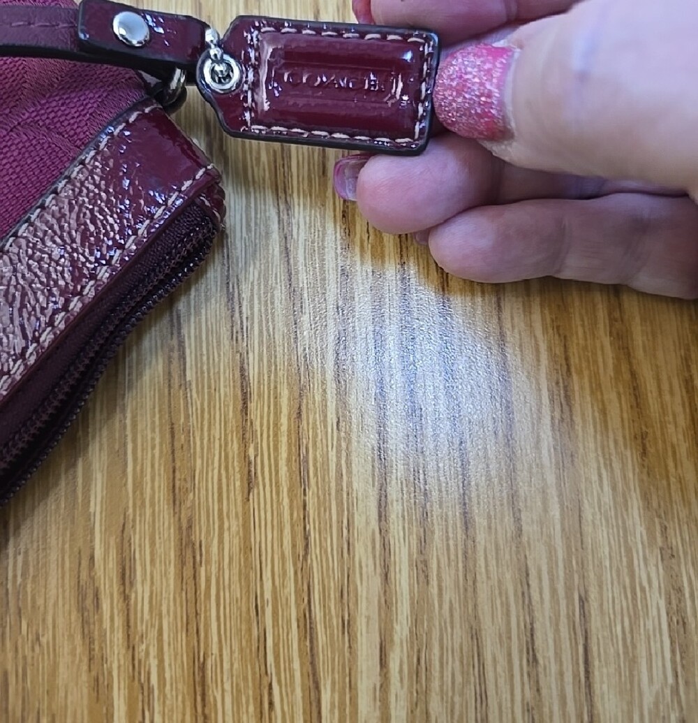 COACH Women's Burgundy Wristlet Clutch - Textured Fabric - Picture 7 of 7